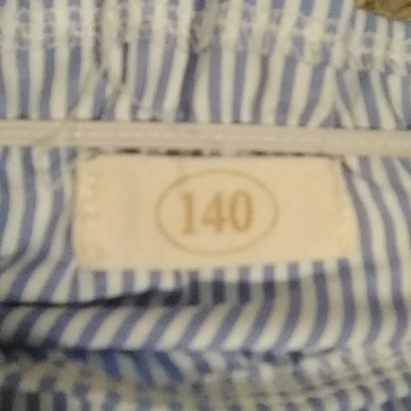 Blue and white striped tie up off the shoulders crop top - Picture 3 of 3